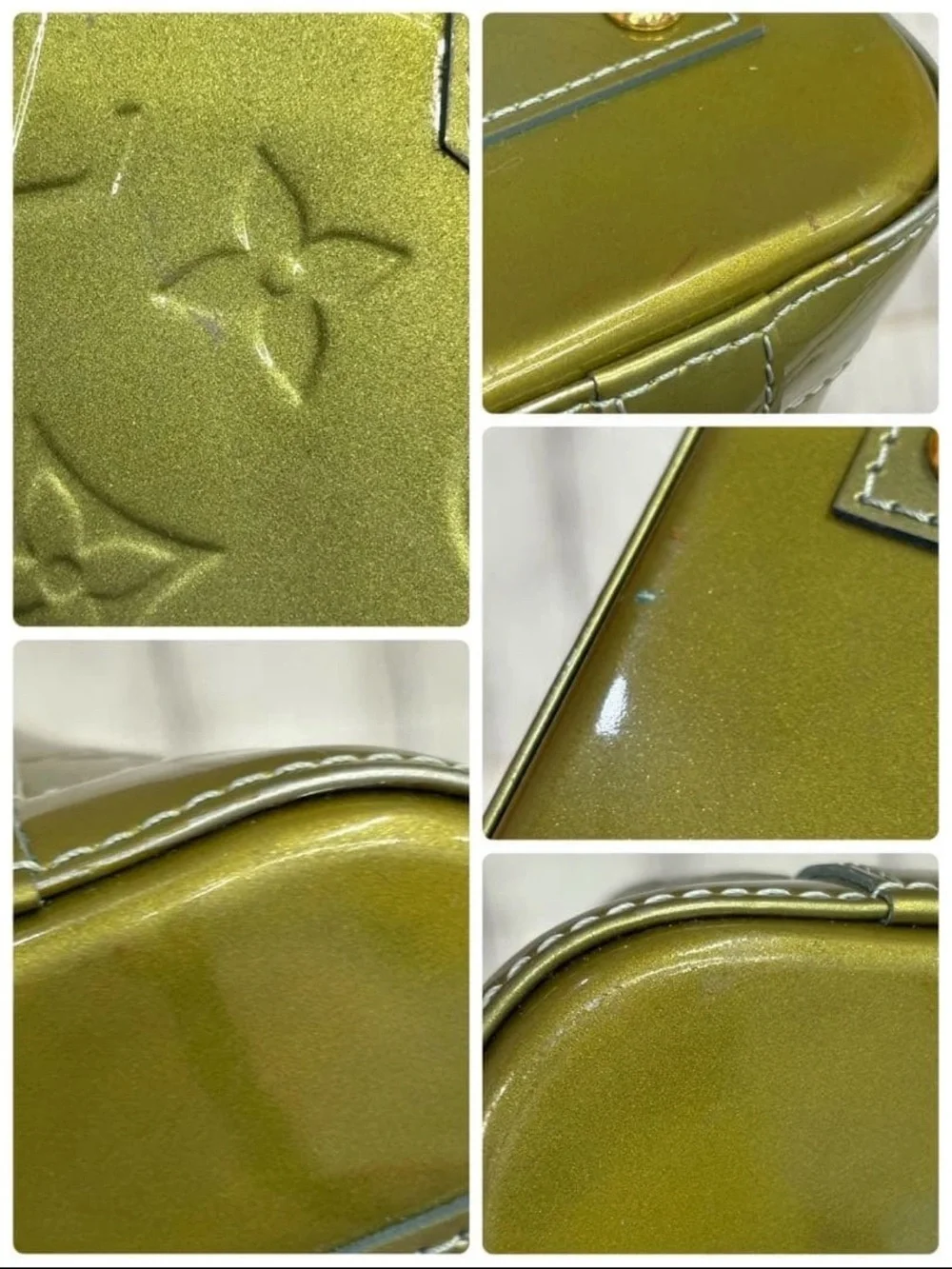 Louis Vuitton Olive Green Vernis Alma BB Handbag